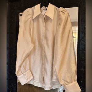 Elegant Cream Blouse with Puff Sleeves